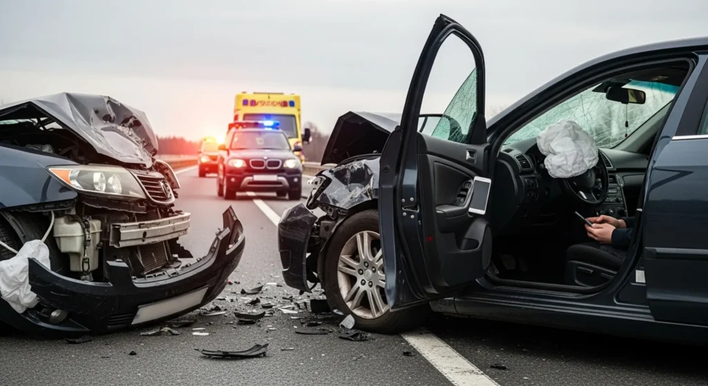 car accident caused by distracted driving