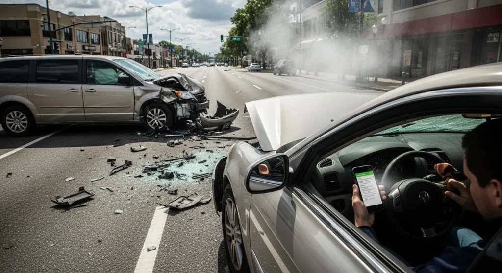distracted driving car accident phone