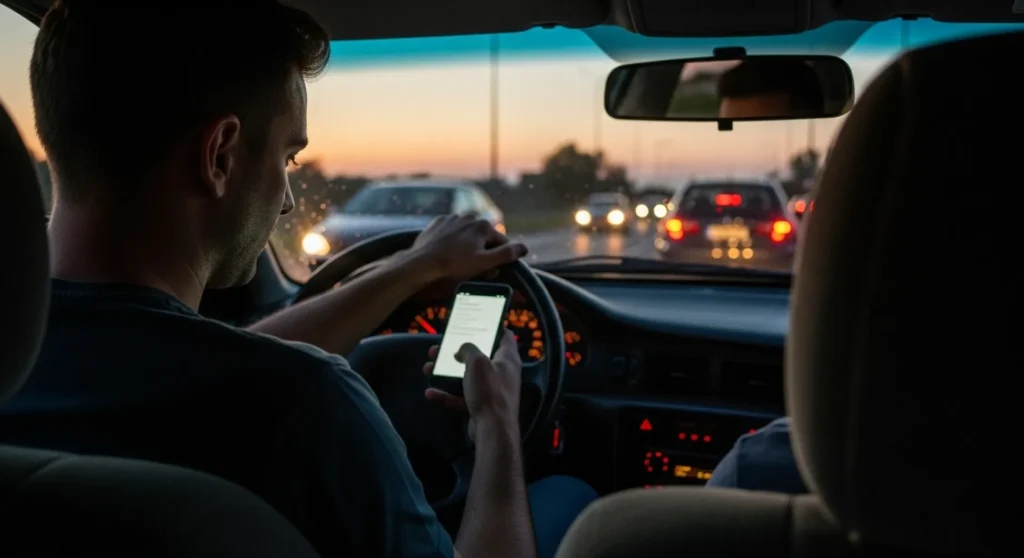 driver using mobile phone while driving