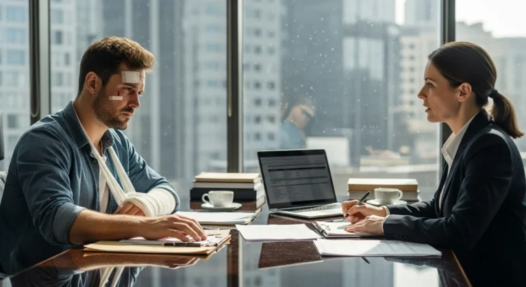 injured accident victim consulting lawyer