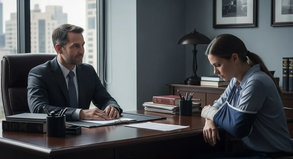 personal injury lawyer consulting accident victim