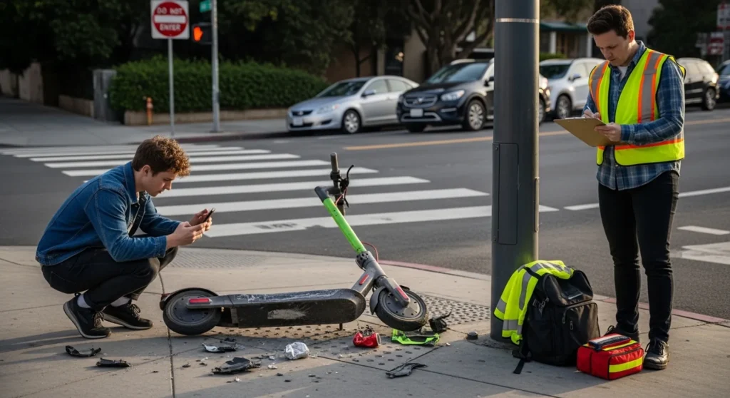 collecting evidence for an e-scooter accident claim with photos and incident report