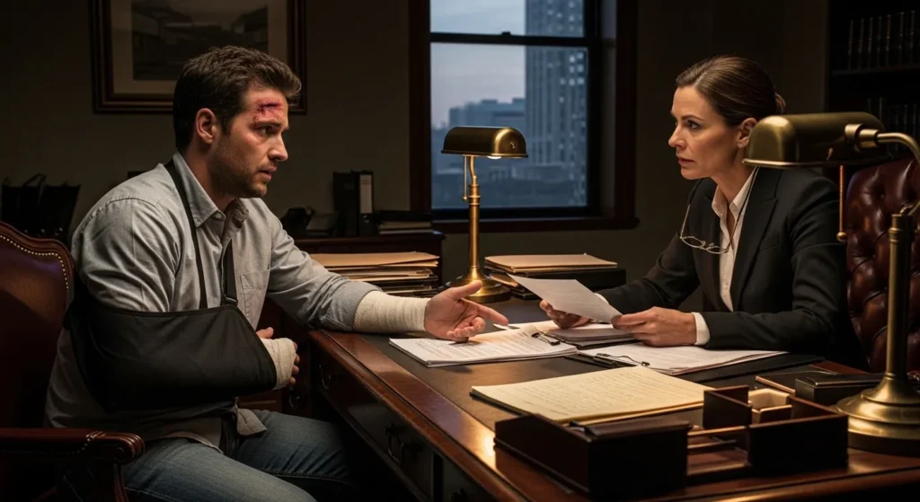 injury victim discussing a video streaming while driving claim with a lawyer