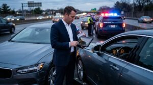 Attorney reviewing evidence for ADAS accident claims after a driver-assist crash